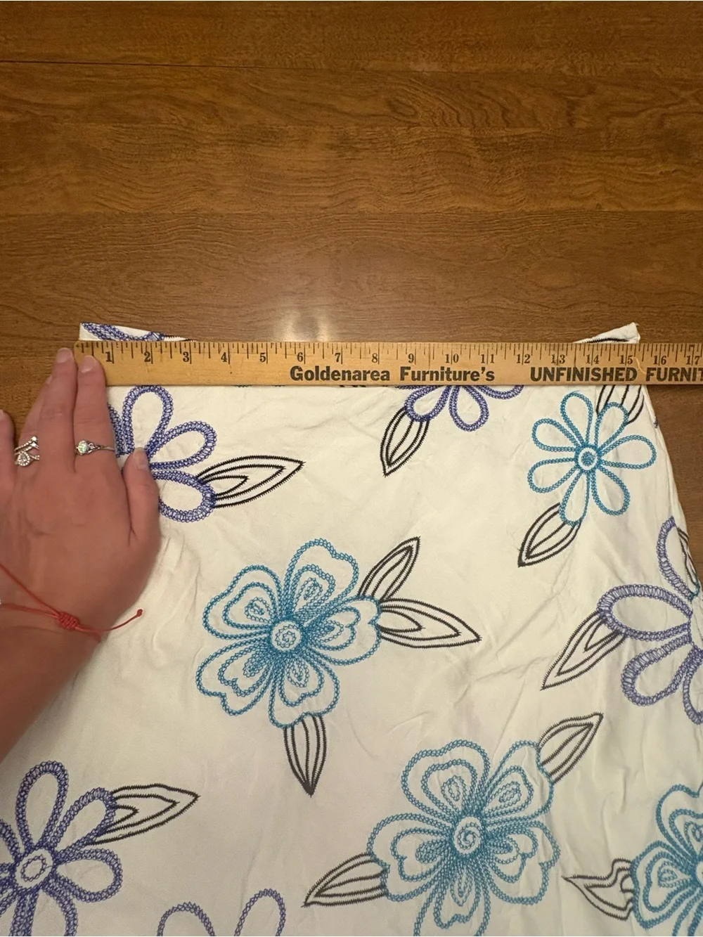 dressbarn White A-Line Skirt with Blue & Purple Floral Print